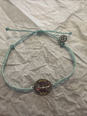 NWOT Pura Vida Light Blue Braided “No, Maybe, Yes” Charm Bracelet